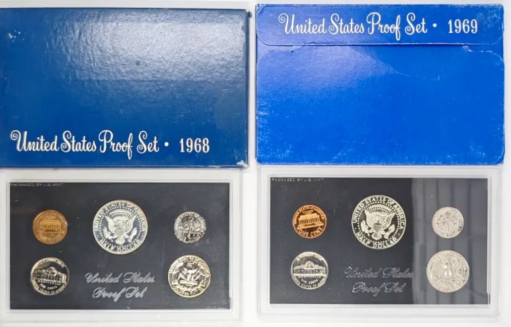 Lot of 2 US Proof Sets w/ Silver JFK- 1968, 1969 - 2