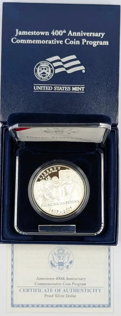 2007 Jamestown 400th Anniversary Silver Commemorative Coin: _