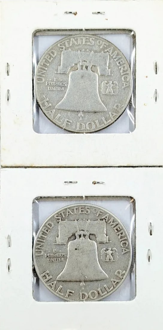 Lot of 2 Silver Franklin Half Dollars - 1952, 1953 - 2