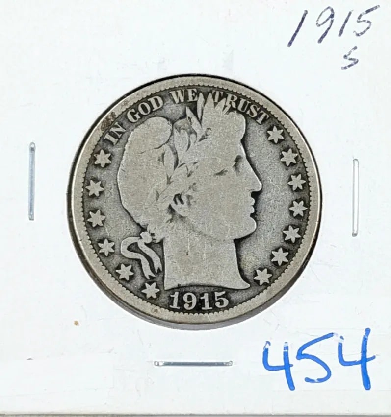 1915-S Silver Barber Half Dollar: _