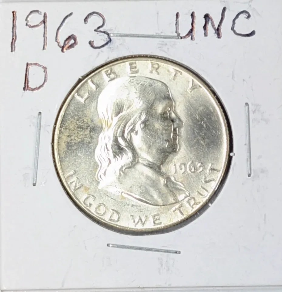 1963-D Uncirculated Silver Franklin Half Dollar: _
