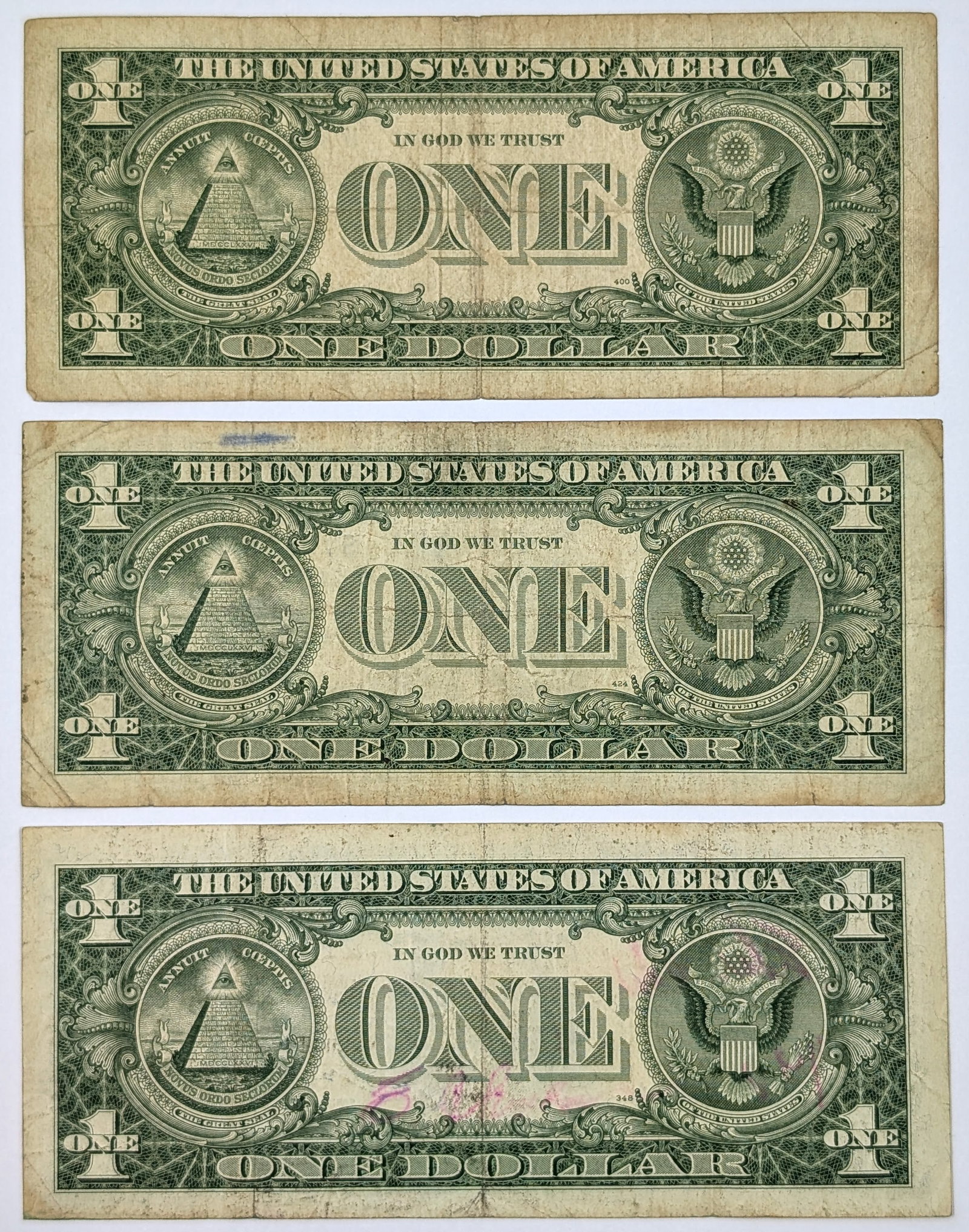 Lot of 3- 1957 $1 Notes - Silver Certificates - 2