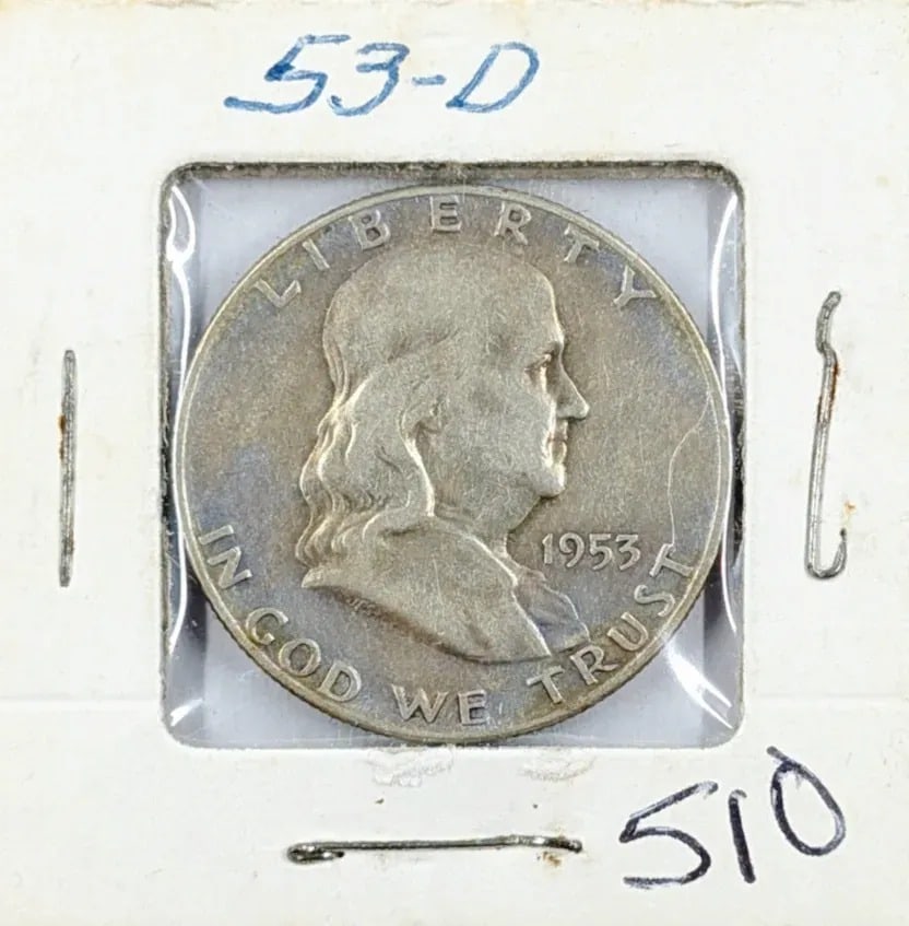 1953-D Silver Franklin Half Dollar- Soft Toning: _