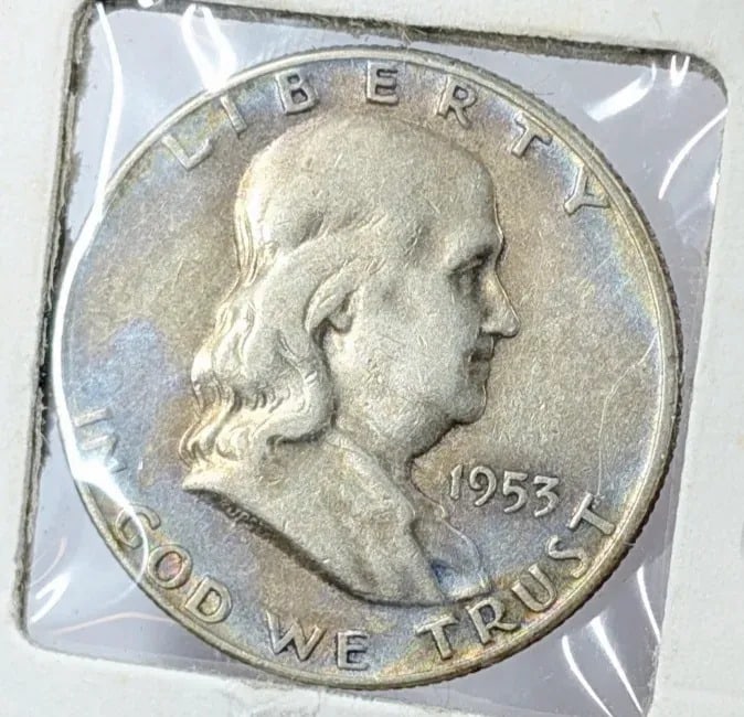 1953-D Silver Franklin Half Dollar- Soft Toning - 3
