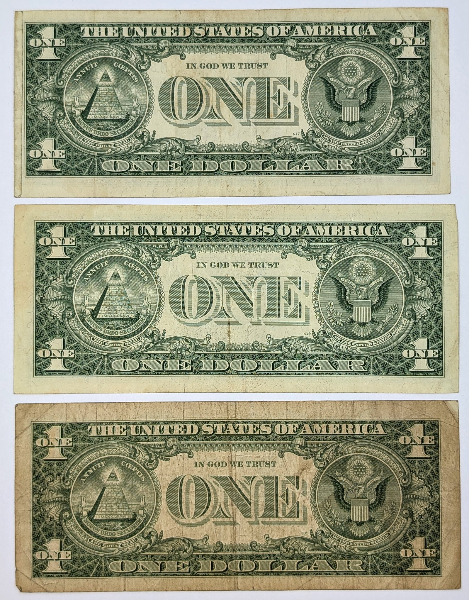 Lot of 3- 1957 $1 Notes - Silver Certificates - 2