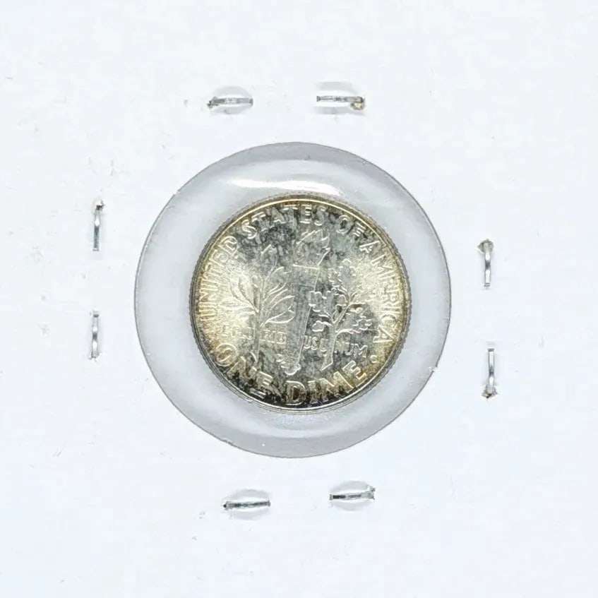 1946-D Uncirculated Silver Roosevelt Dime- First Year of Issue, Toned - 2