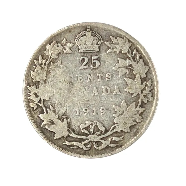 1919 Silver Canadian Quarter - 2