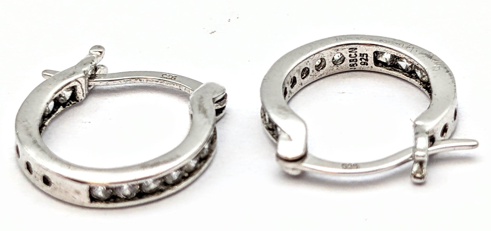 Lot of 2 Sterling Silver Hoop Earrings - 2