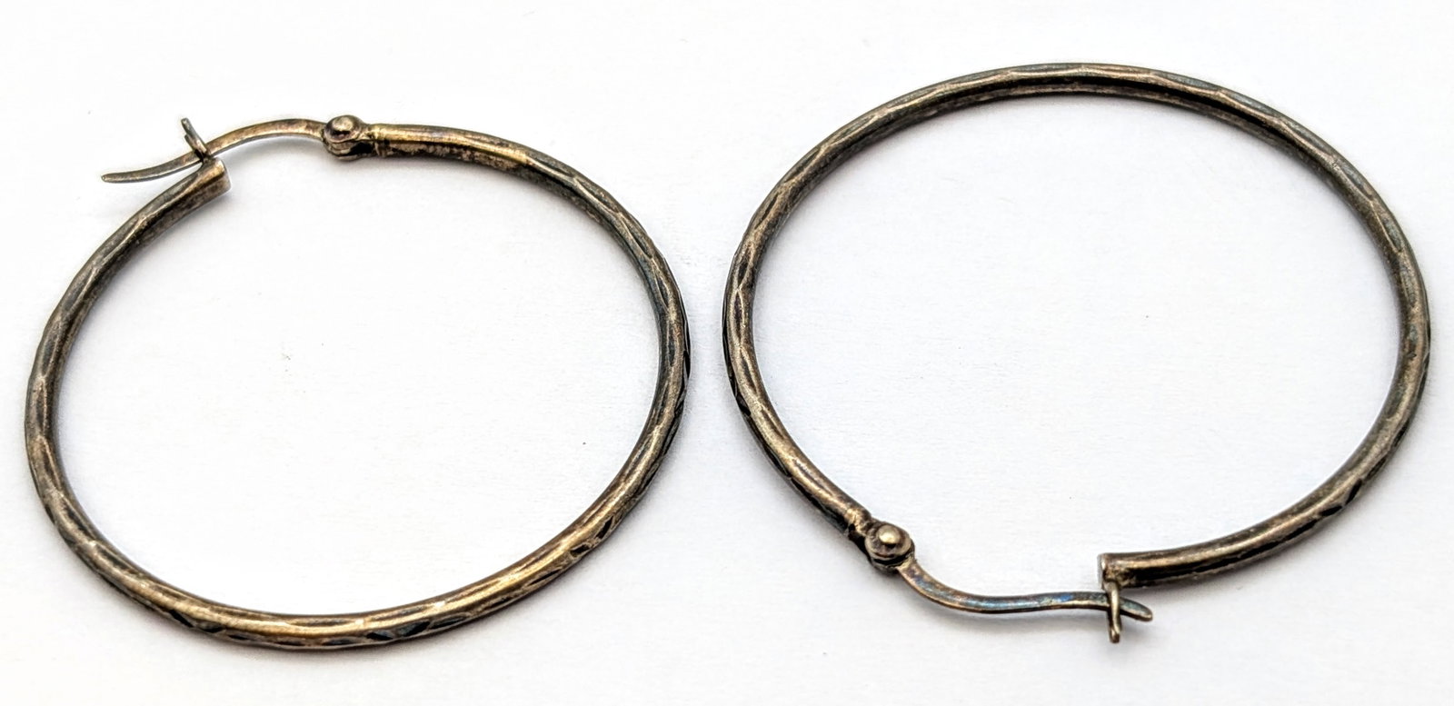 Lot of 2 Sterling Silver Hoop Earrings - 4