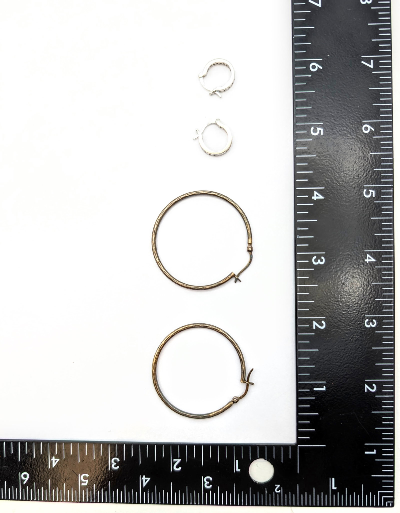Lot of 2 Sterling Silver Hoop Earrings - 6