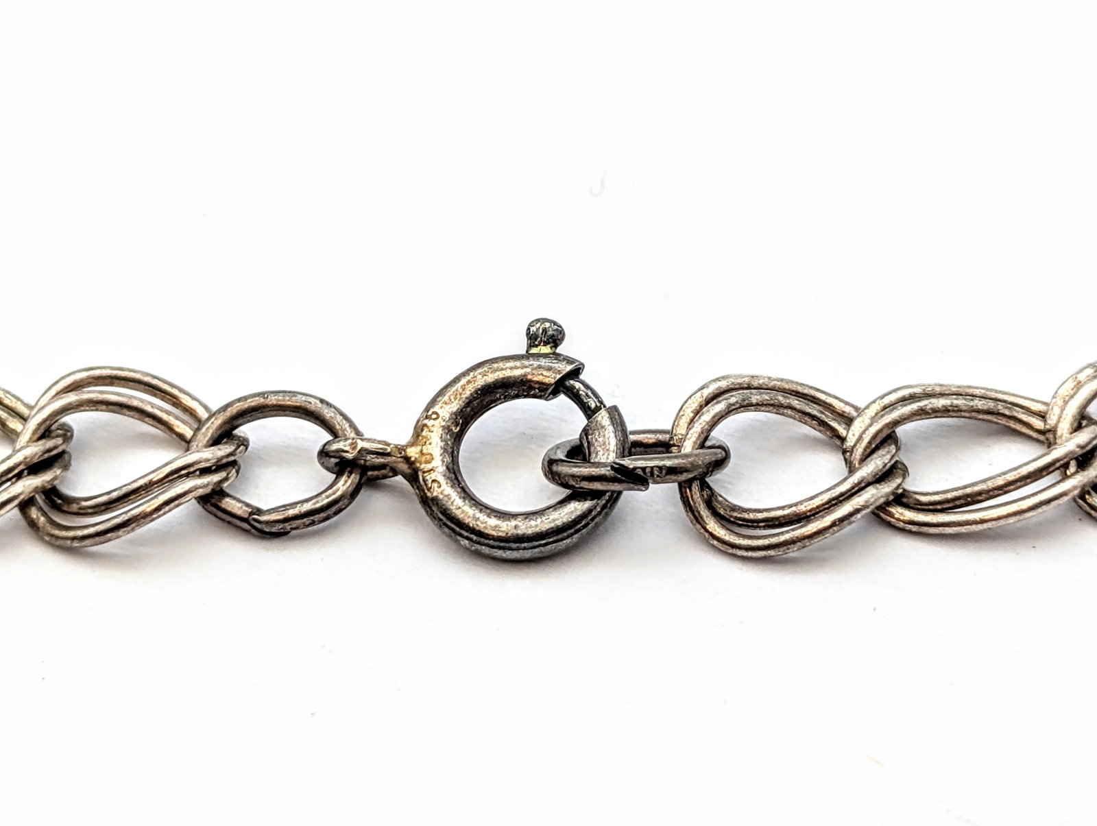 Vintage Sterling Silver Cuban Link Chain Bracelet w/ Cross Charm - 4