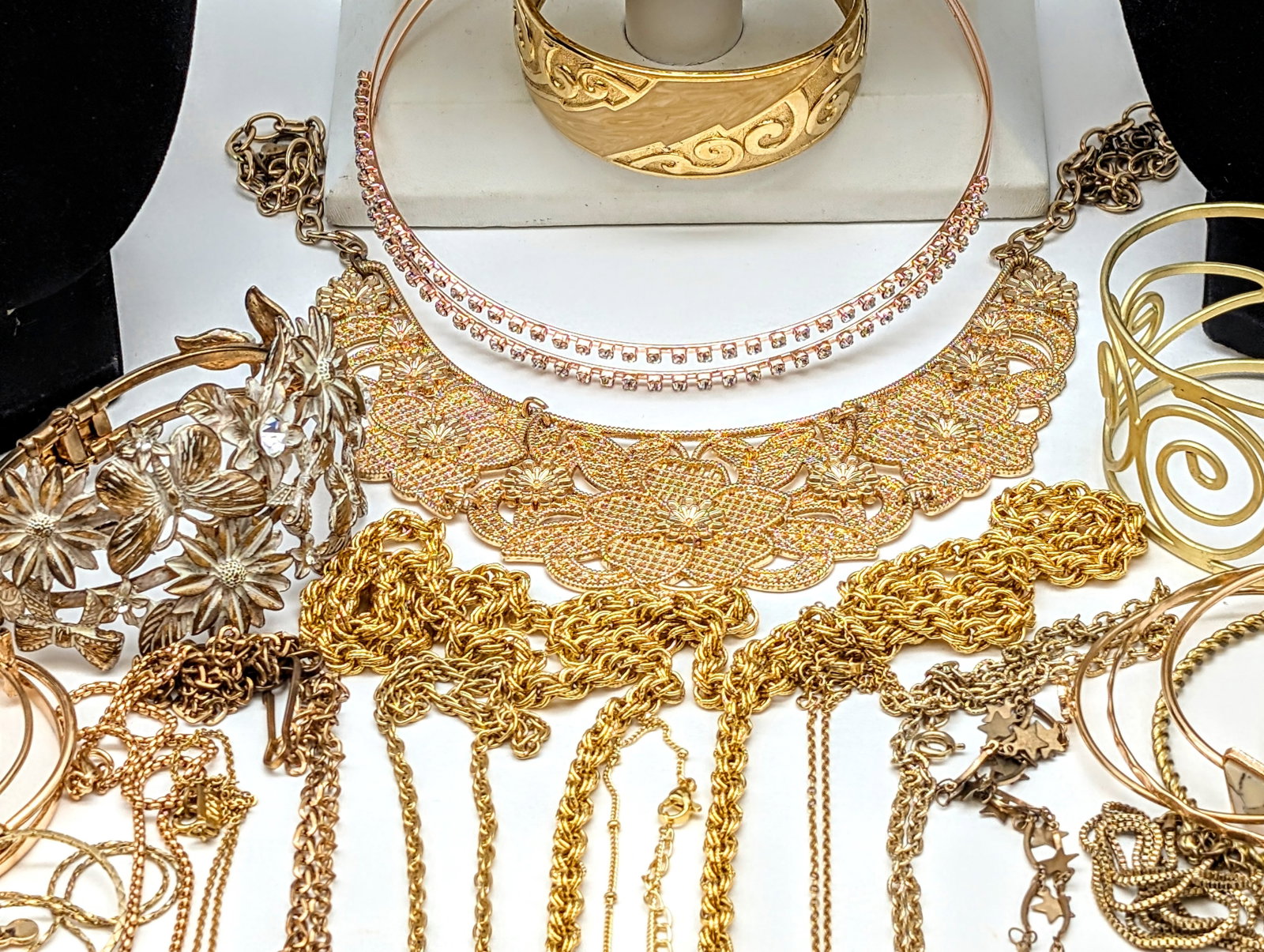 Large Lot of Gold Toned Jewelry- Necklaces, Bracelets, Pendants, etc - 6