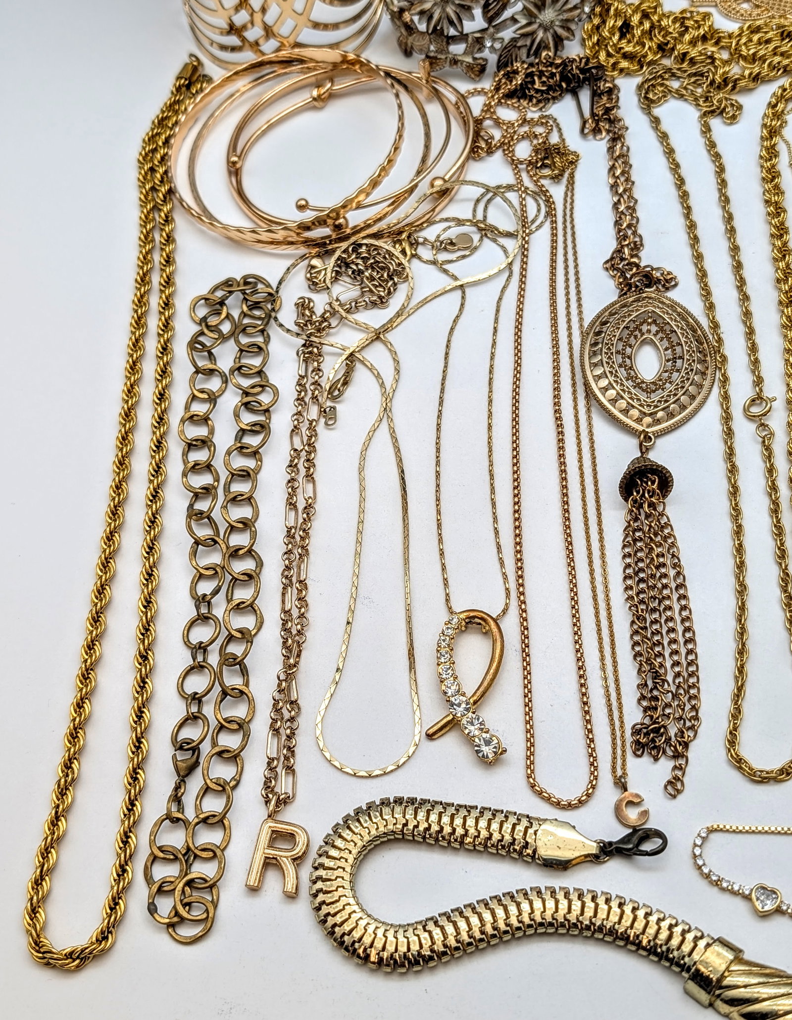 Large Lot of Gold Toned Jewelry- Necklaces, Bracelets, Pendants, etc - 7