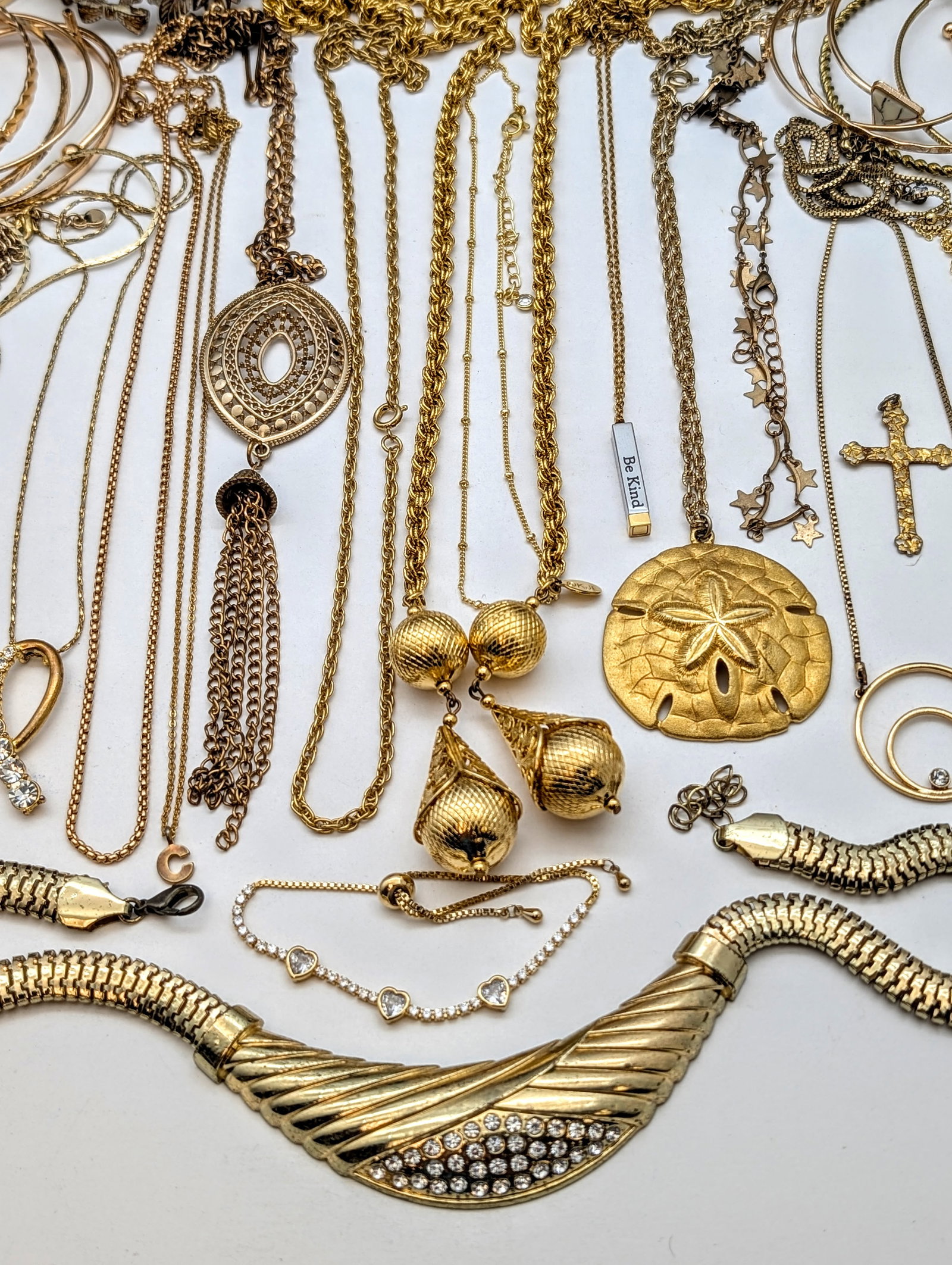 Large Lot of Gold Toned Jewelry- Necklaces, Bracelets, Pendants, etc - 8