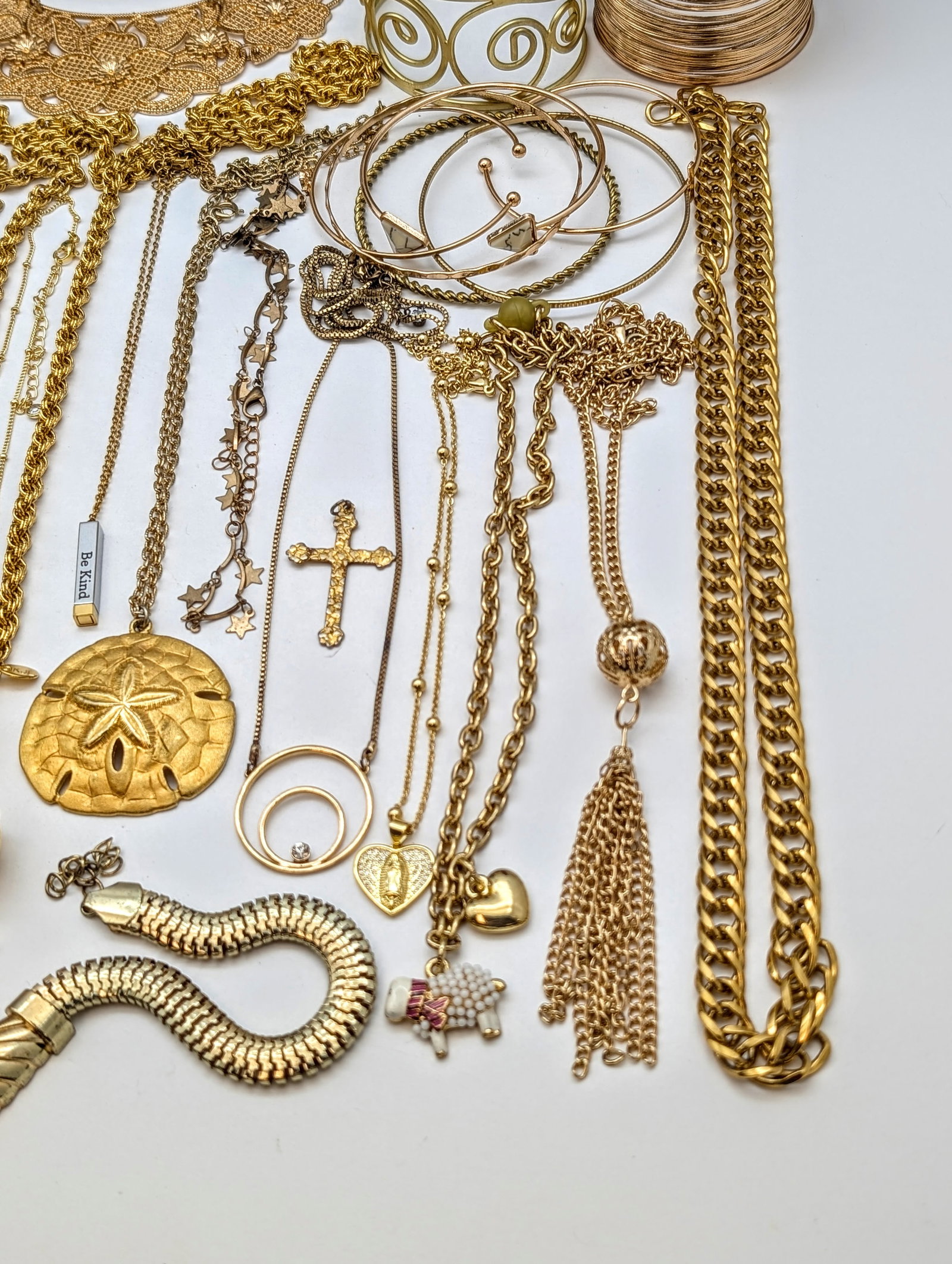 Large Lot of Gold Toned Jewelry- Necklaces, Bracelets, Pendants, etc - 9