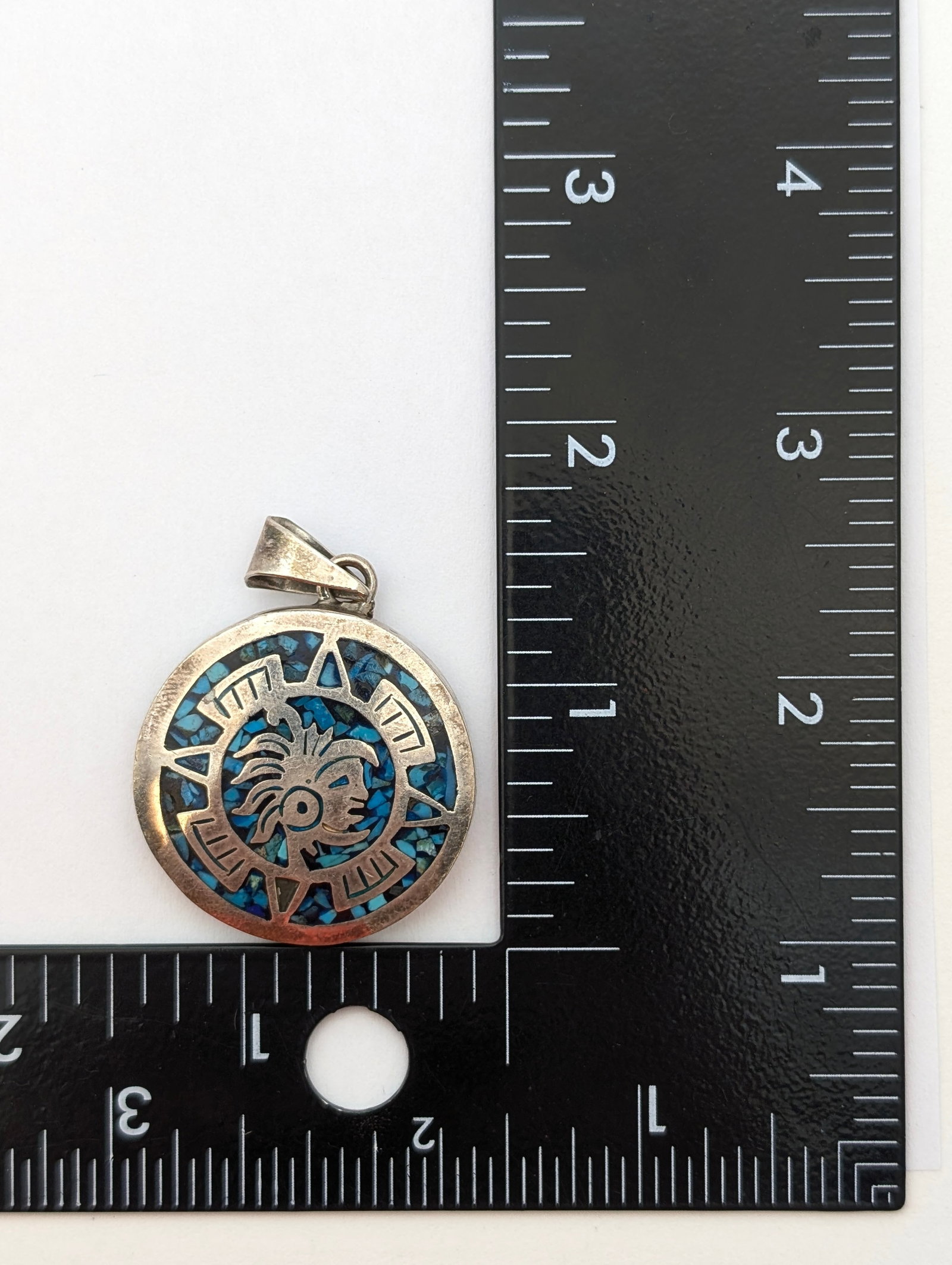 Sterling Silver Mosiac Turquose Pendant - 3