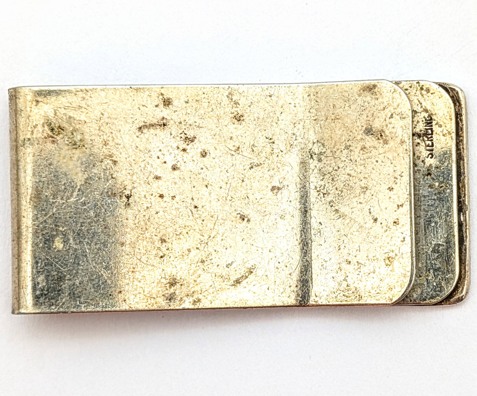 FEATURE - Antique Sterling Silver Money Clip with Turquoise Accents - 3