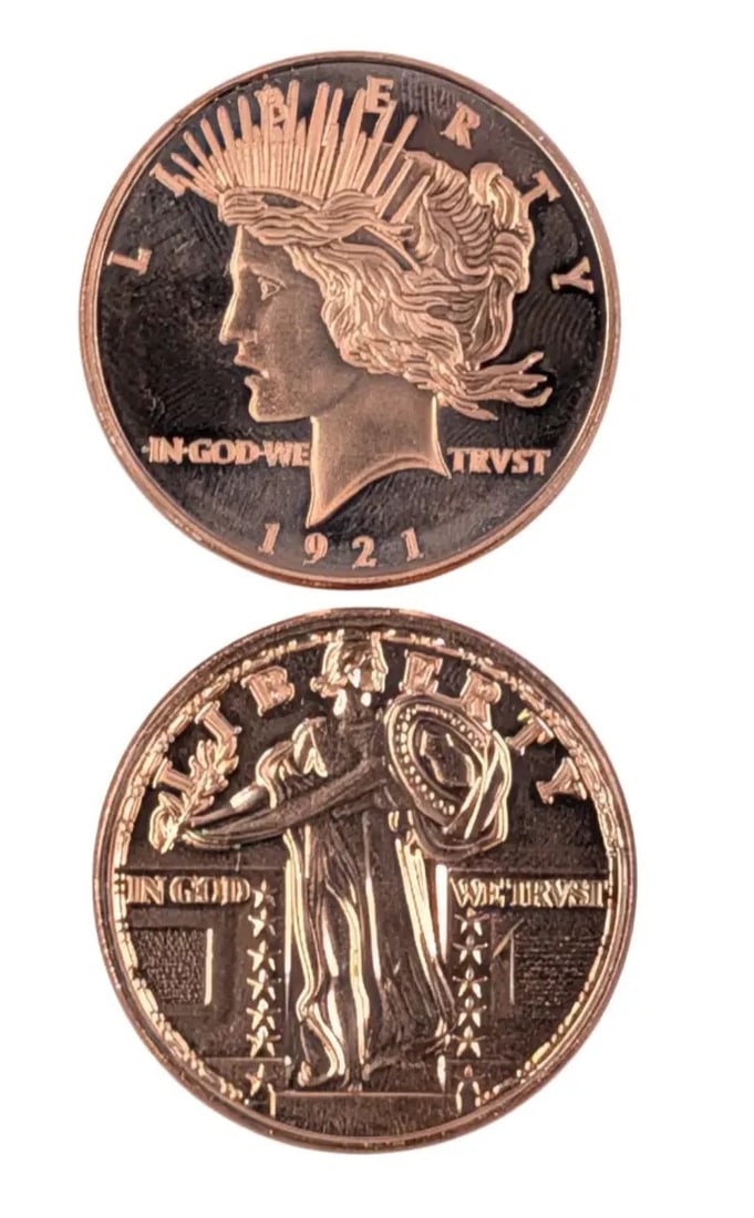 Lot of 2, 1 Ounce Copper Rounds: _