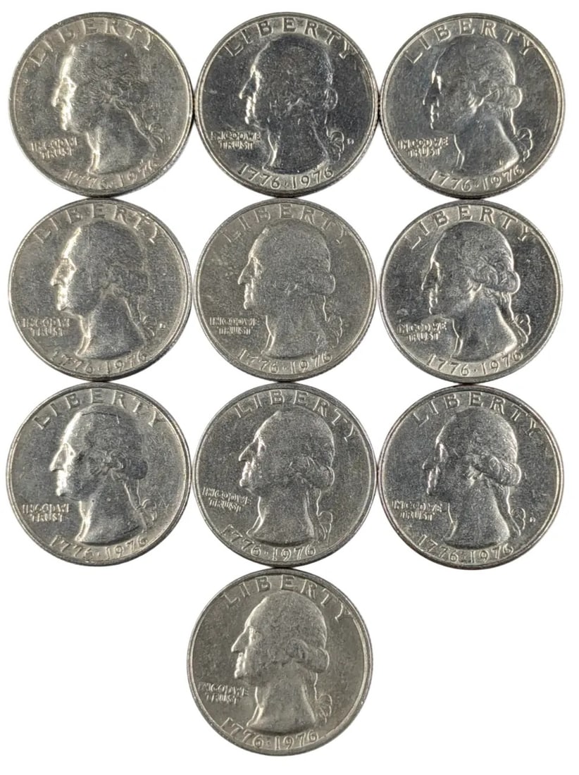 Lot of 10 1976 Bicentennial Washington Quarters: Most Uncirculated