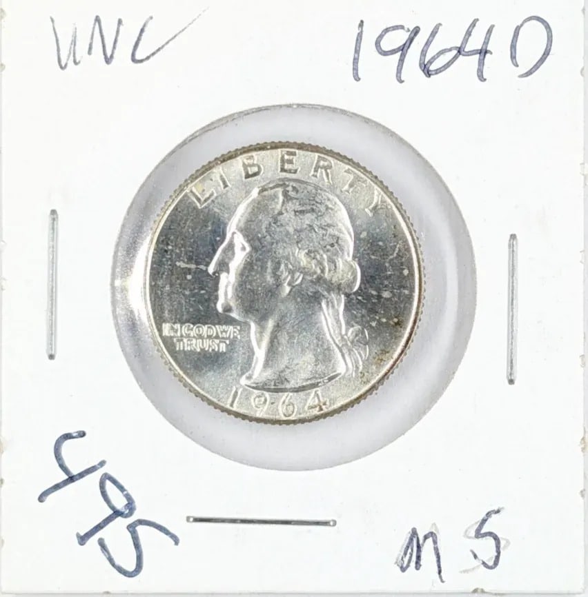 1964-D Uncirculated Silver Washington Quarter: _