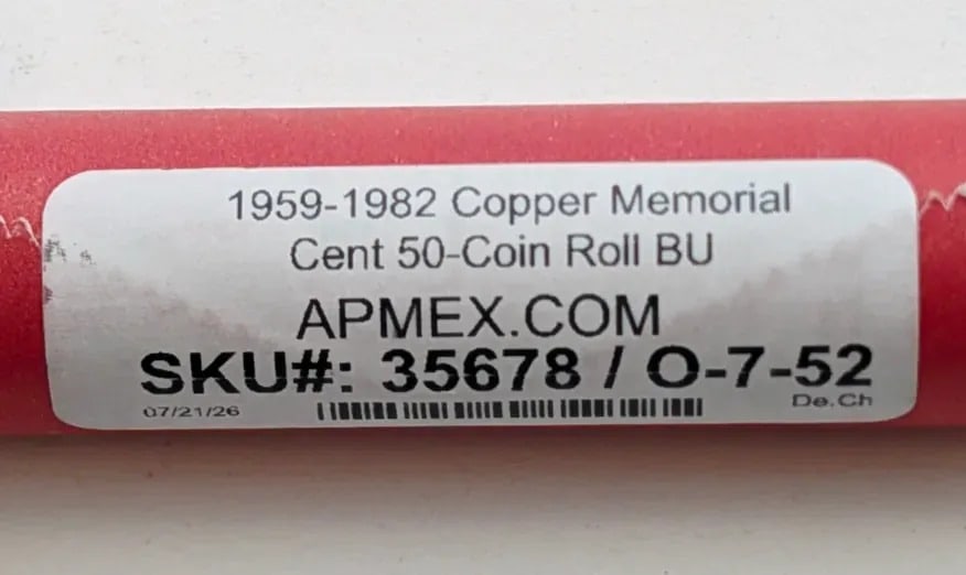 APMEX Roll of 50- Uncirculated 1959-1982 Memorial Lincoln Cents - 4
