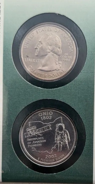 Lot of 2 US Mint First Day Issue State Quarter Coin Sets- 2000 MD, 2002 OH, 2002 LA - 3