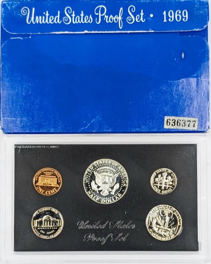 1969 US Mint Proof Set w/ Silver JFK Half - 2