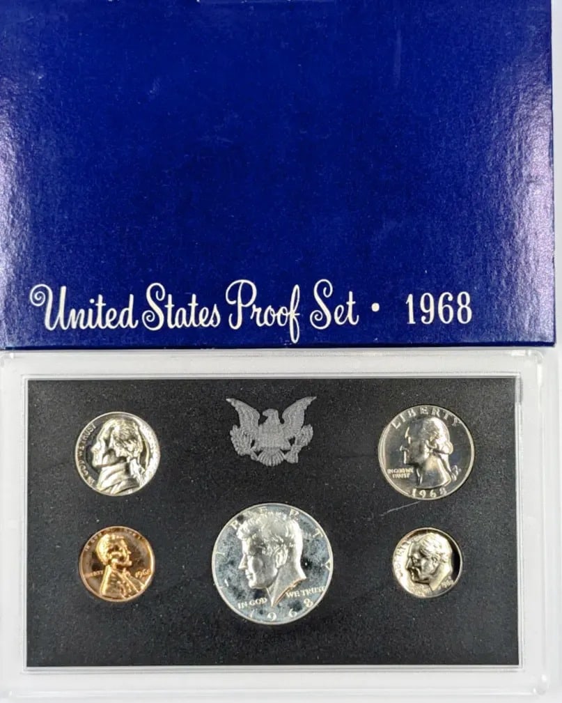 1968 US Mint Proof Set w/ Silver JFK Half: _