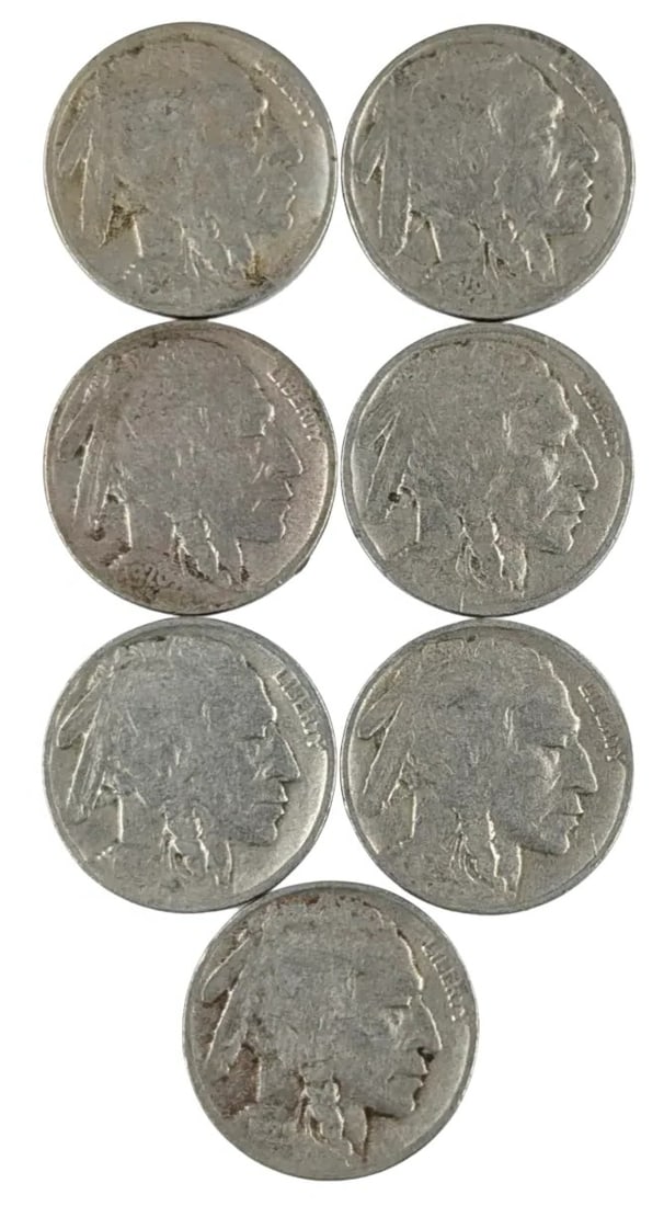 Lot of 7 Buffalo Head Nickels- 1926-1929: _
