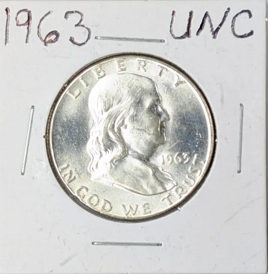 1963 Uncirculated Silver Franklin Half Dollar: _