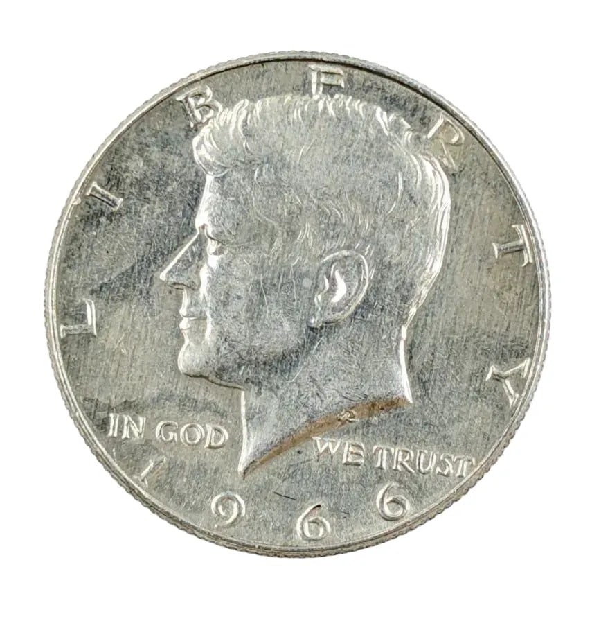 1966 Silver John F Kennedy half Dollar (40%): _