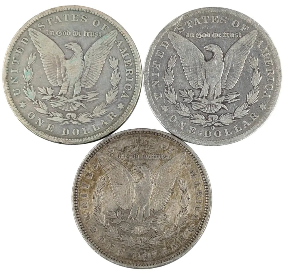 Lot of 3 Morgan Silver Dollars - 1884, 1885-O, 1890 - 2