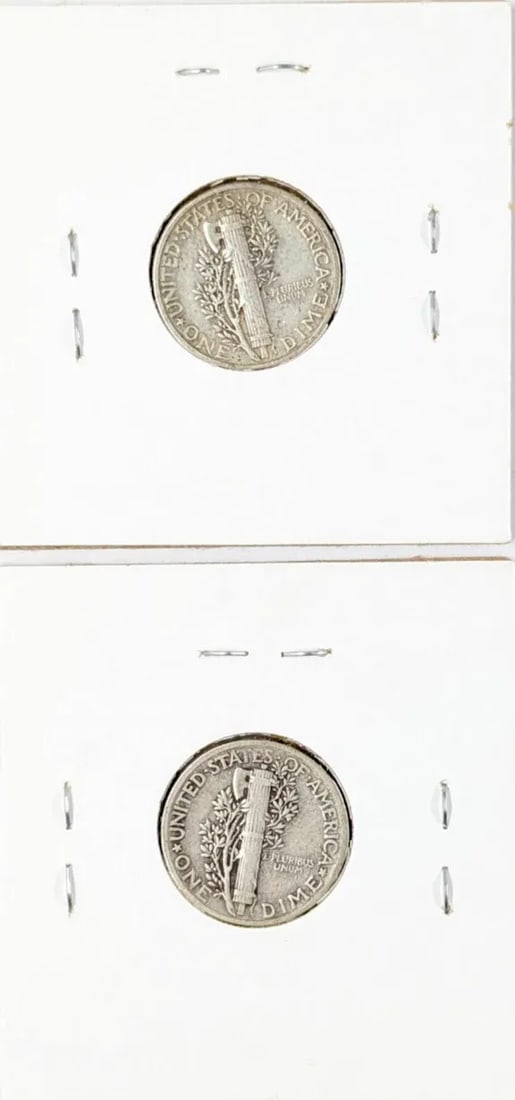 Lot of 2 Silver Mercury Dimes - 1940, 1942 - 2