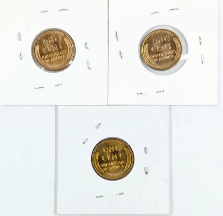 Lot of 3 Uncirculated Wheat Cents- 1941-D, 1942-D/S - 2
