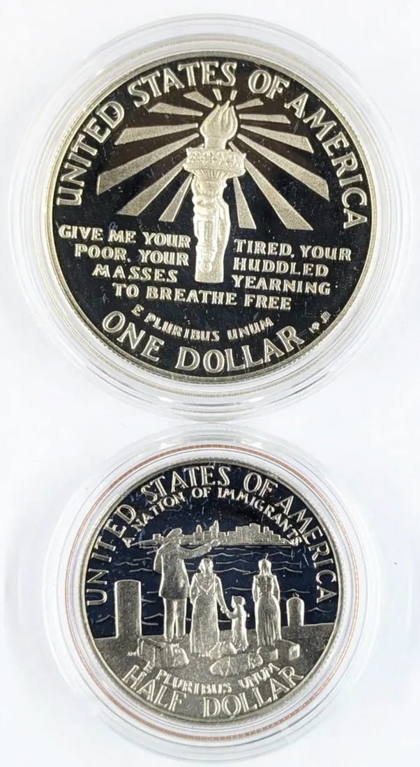 1986 US Statue of Liberty Commemorative 2-Coin Proof Set- Silver Dollar, Clad Half Dollar - 3