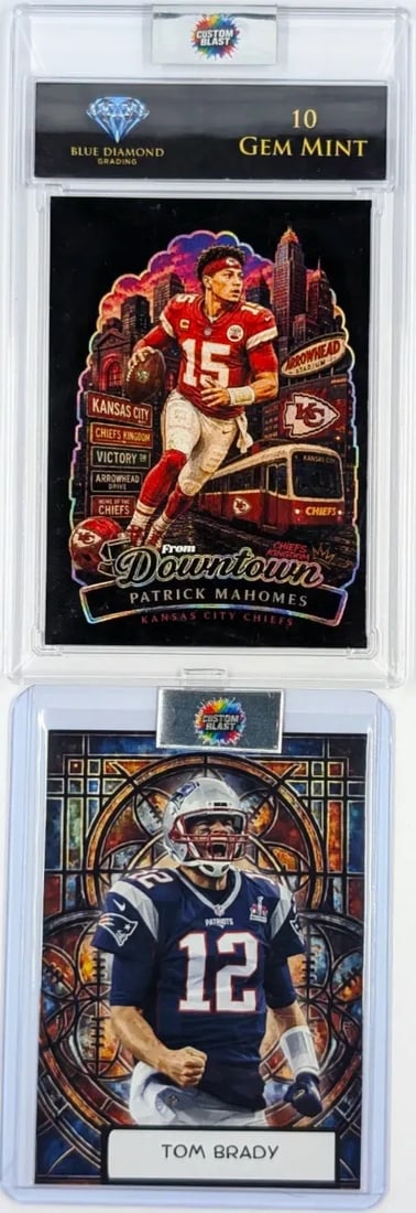 Lot of 2 Trading Cards - Mahomes and Brady: _