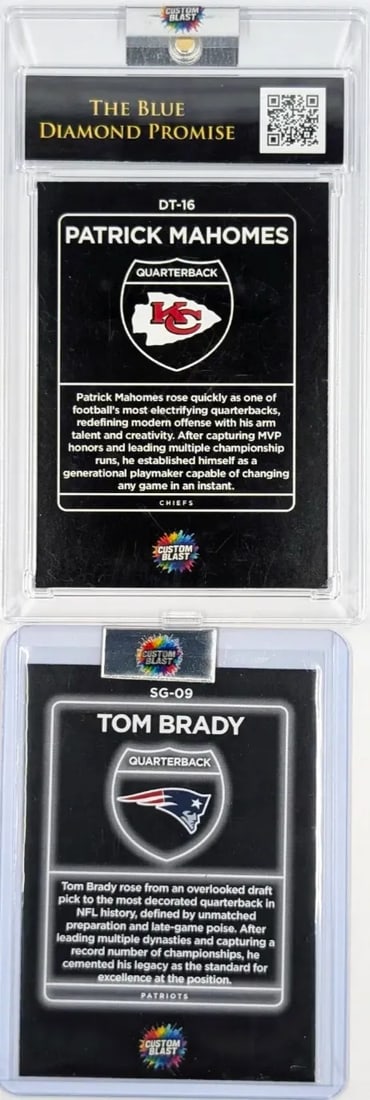 Lot of 2 Trading Cards - Mahomes and Brady - 2