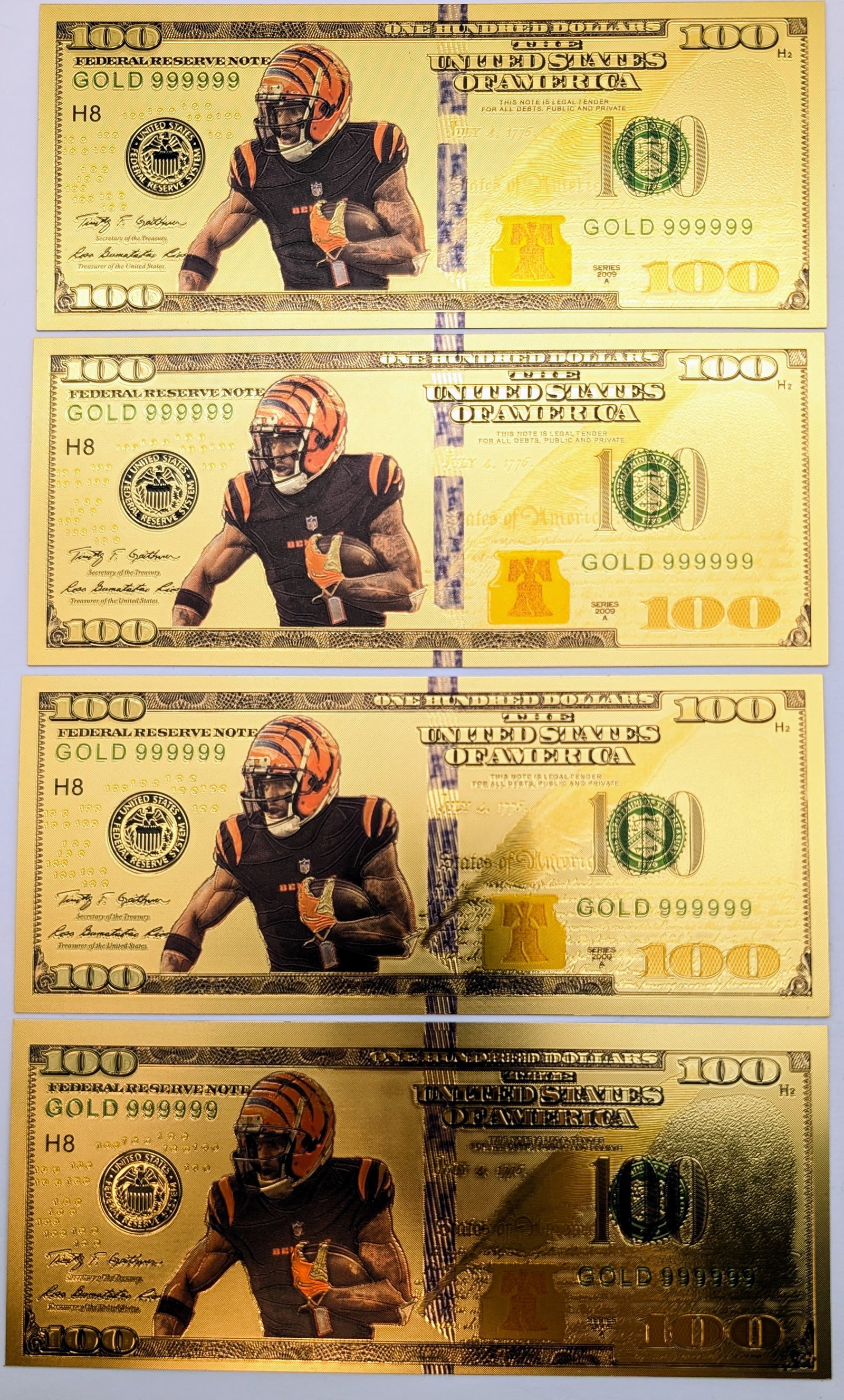 Lot of 4 Football Gold Foils: _