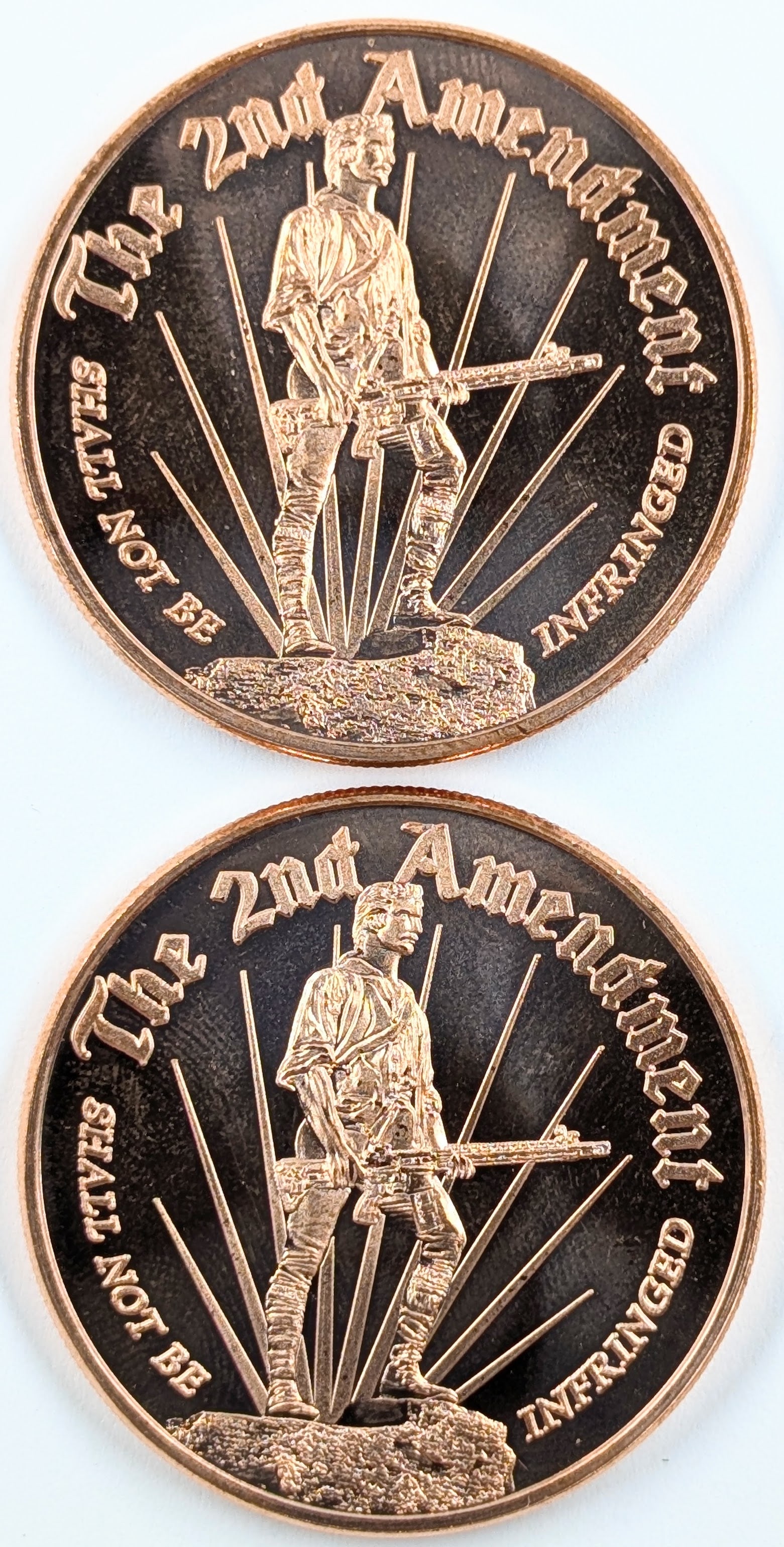 Lot of 2, 2nd Ammendment 1 oz. Copper Rounds: _