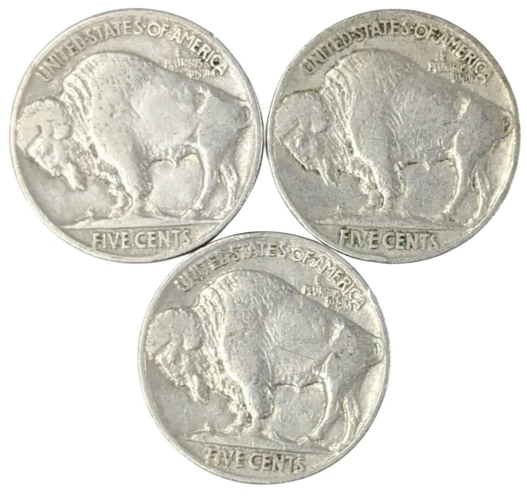 Lot of 3 Buffalo Nickels - Great Condition! 1935,36 and 37 - 2
