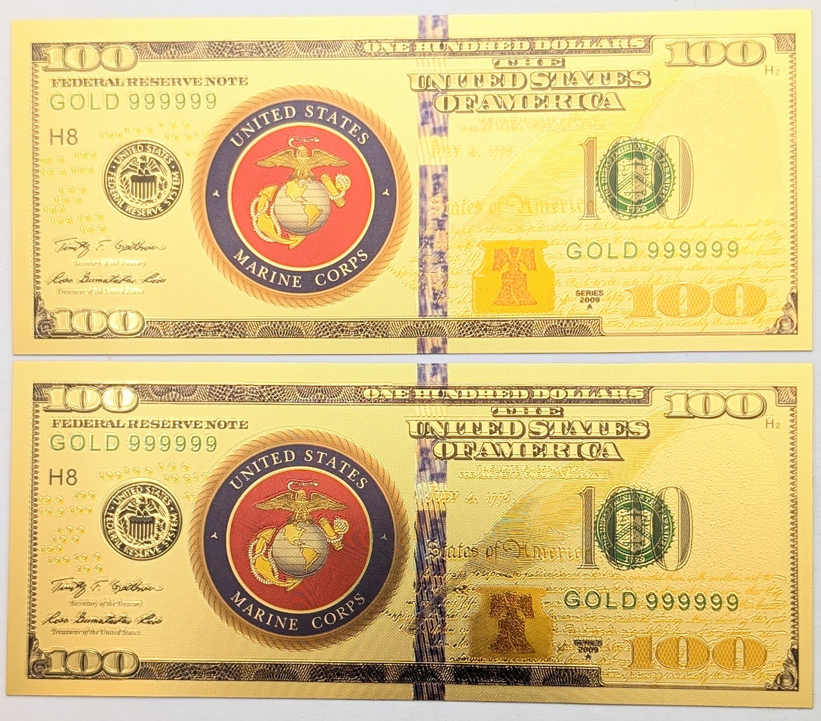 Lot of 2 Marines Gold Foils: _