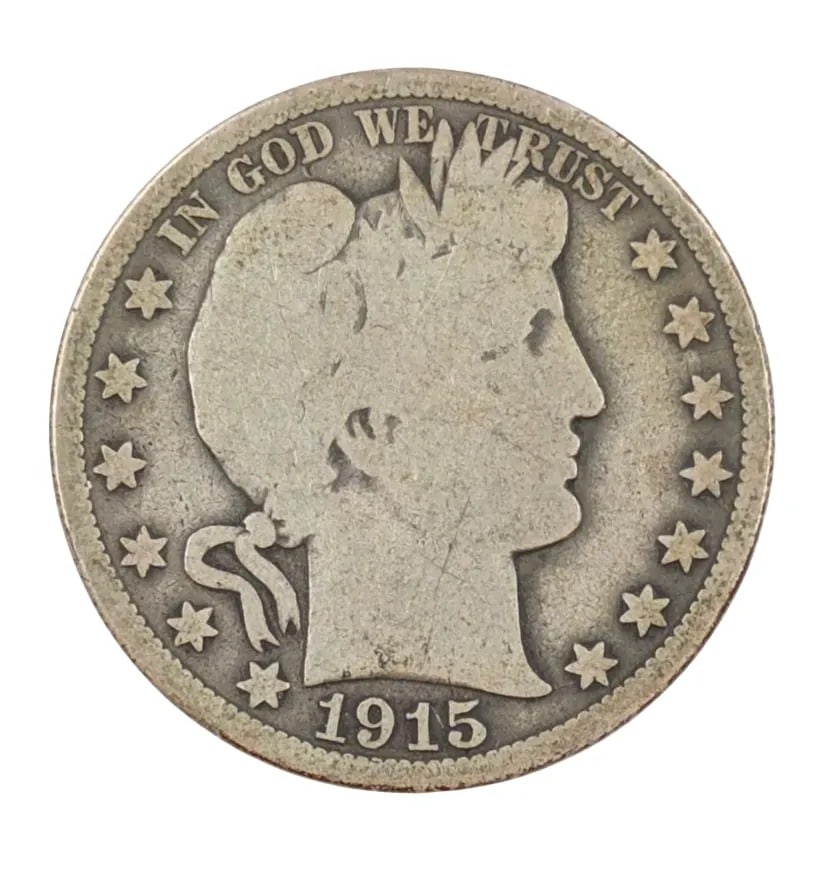 1915-D Silver Barber Half Dollar (1 of 2)