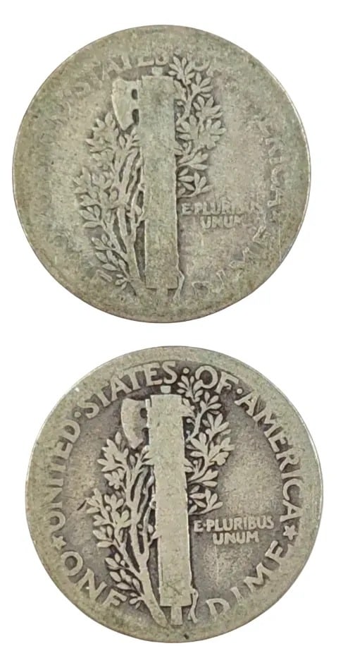 Lot of 2 Silver Mercury Dimes- 1920, 1923 - 2