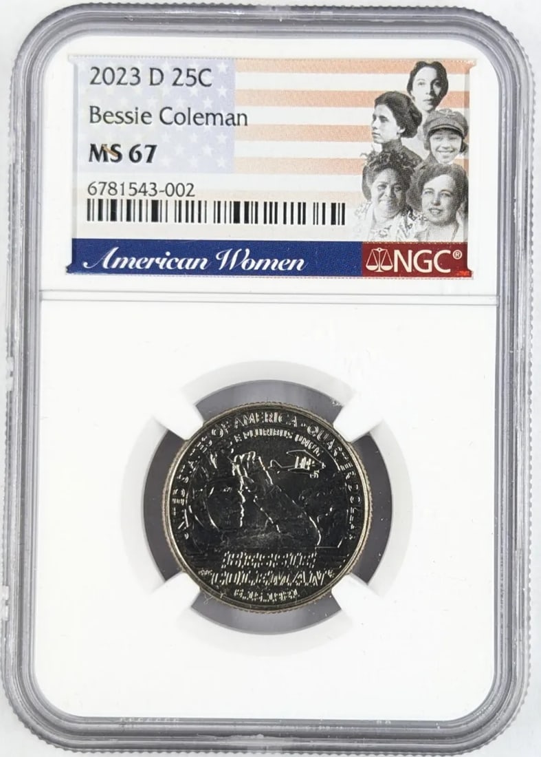 NGC 2023-D MS67 Bessie Coleman Commemorative Quarter: _