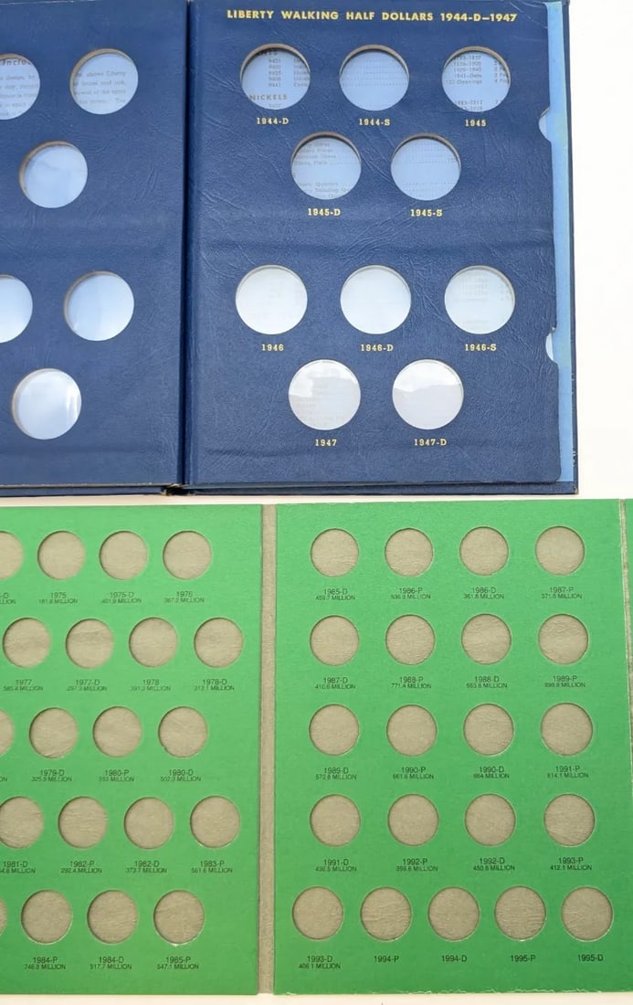 Lotof 2 Empty Coin Albums- Whtman Liberty Walking Halves, US Mint Jefferson Memorial - 3