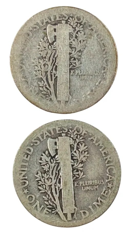 Lot of 2 Silver Mercury Dimes- 1923, 1924 - 2