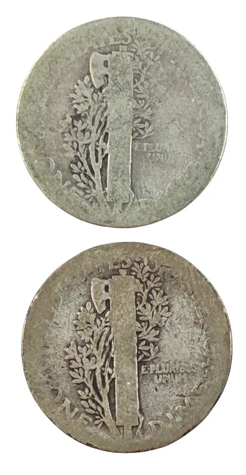 Lot of 2 Silver Mercury Dimes- 1917, 1919 - 2