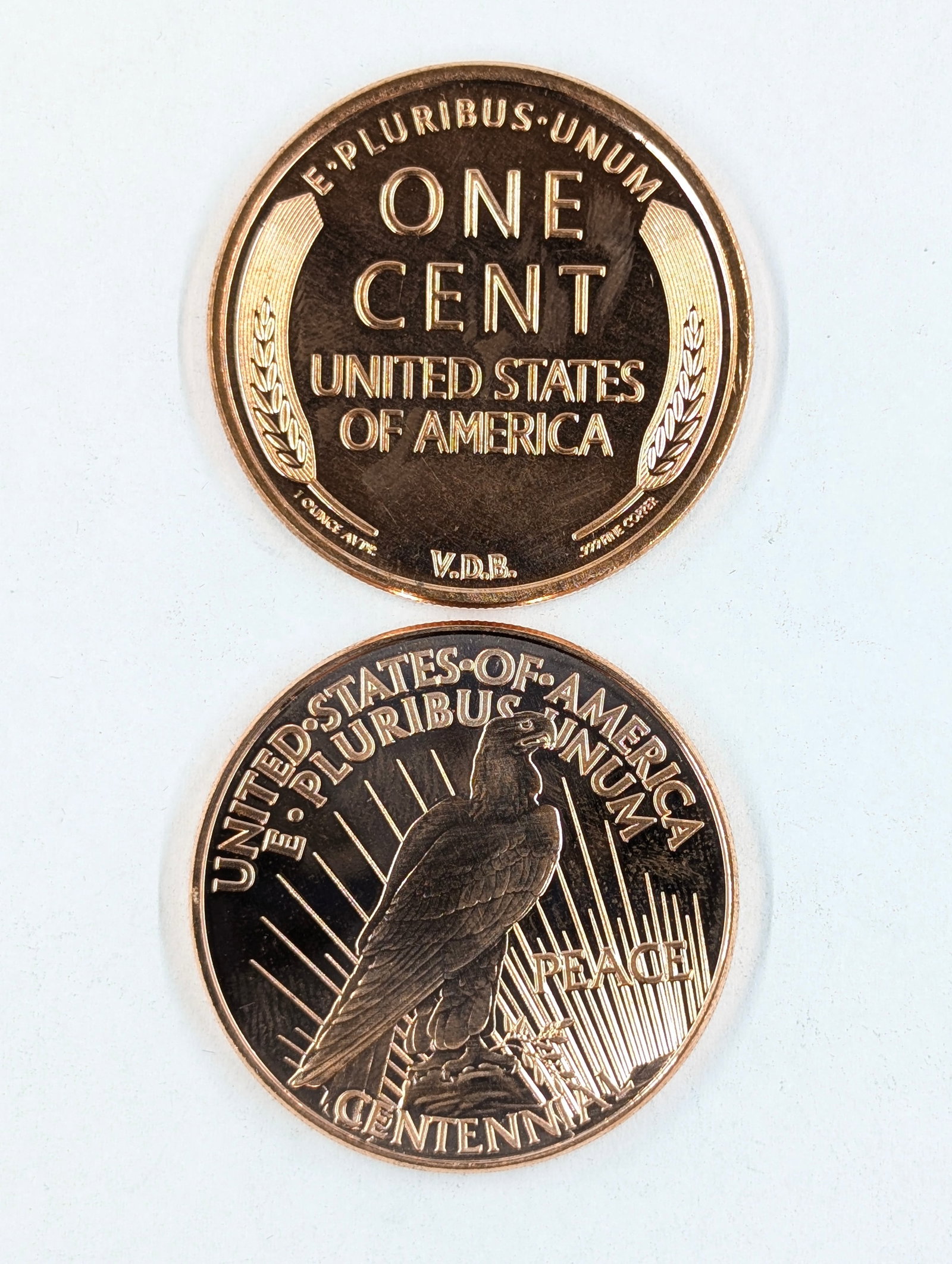 Lot of 2 1 ounce Copper Rounds - Famous Coin Style - 2