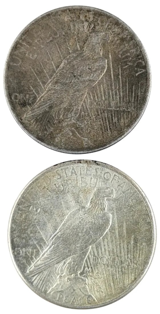 Lot of 2- Silver Peace Dollars- 1923, 1925 - 2