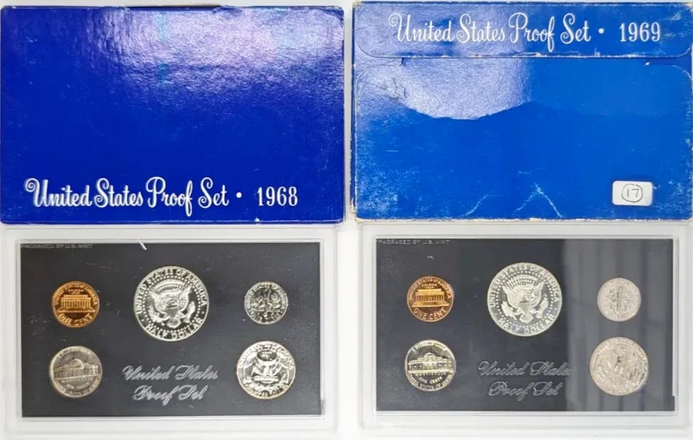 Lot of 2 US Proof Sets w/ Silver JFK- 1968, 1969 - 2
